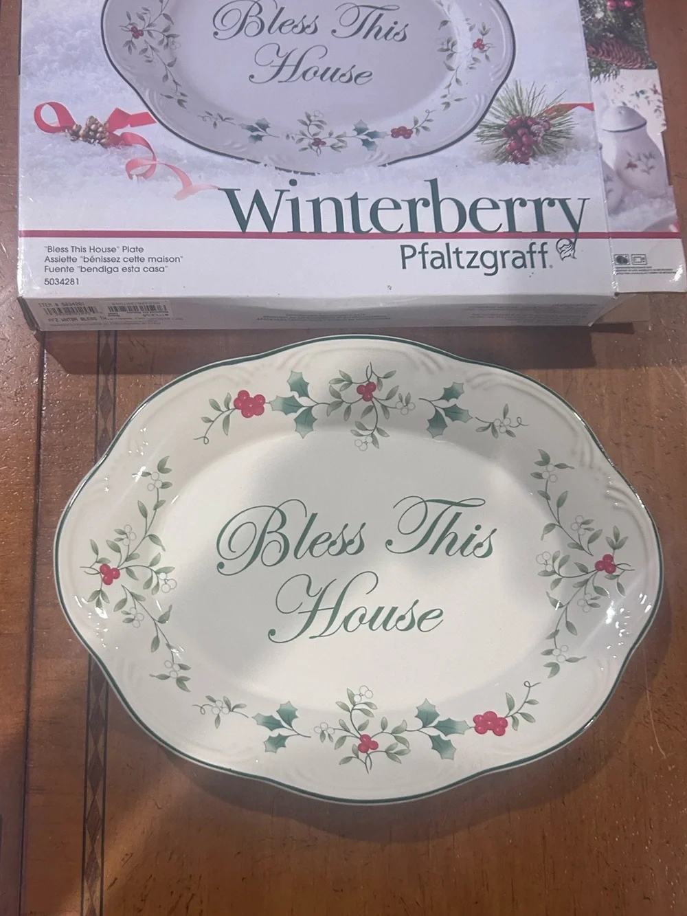 PFALTZGRAFF  ONE WINTERBERRY  11” SERVING PLATTER BLESS THIS HOUSE NIB